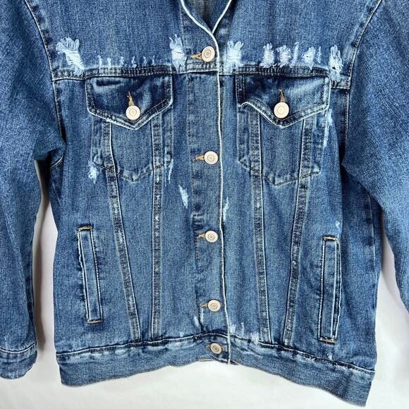 Blu[Edit] Distressed Denim Jacket Small - Picture 3 of 8